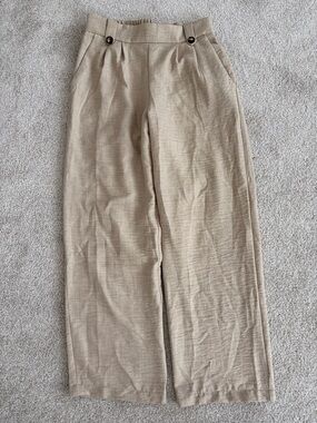 Women’s Wide-Leg Linen Blend Pants in Beige